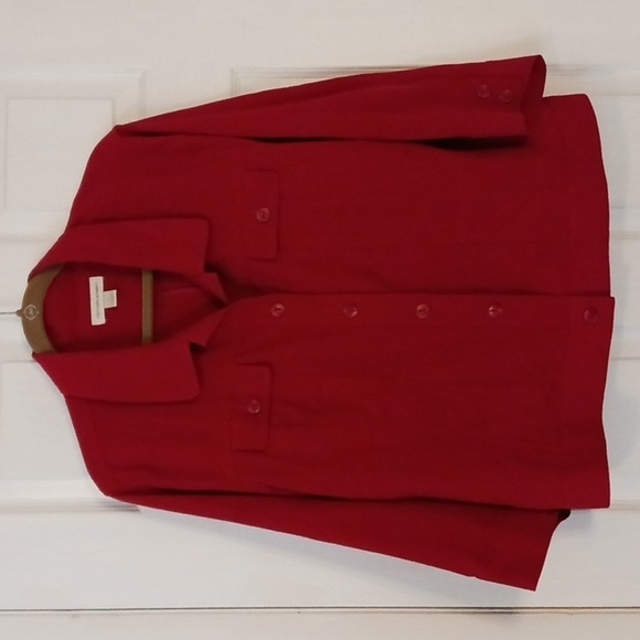Christopher & Banks red 3/4 sleeve button-down blouse jacket size XL - Picture 1 of 6